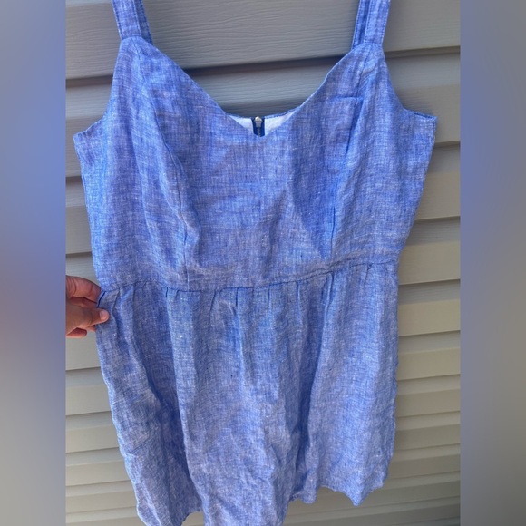 Cynthia Rowley 100% LINEN Chambray Dress Sleeveless Fit And Flare Women’s Sz M - Picture 2 of 7